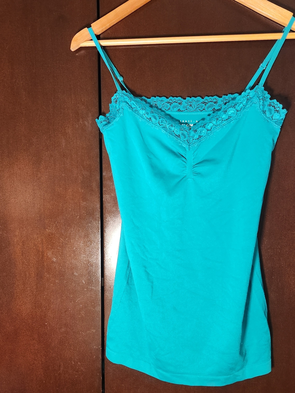 attention Teal Lace-Trim Camisole